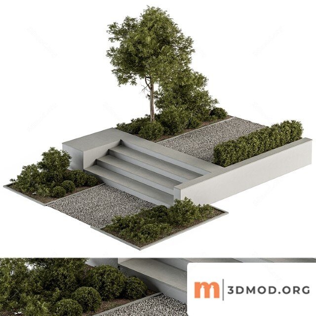 Landscape furniture stairs with ivy and garden - architect element 65