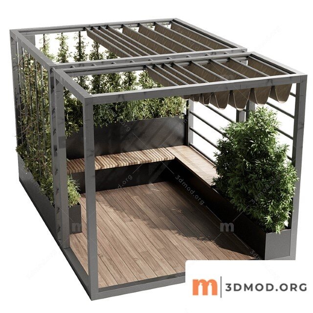 Landscape furniture with pergola and roof garden 09