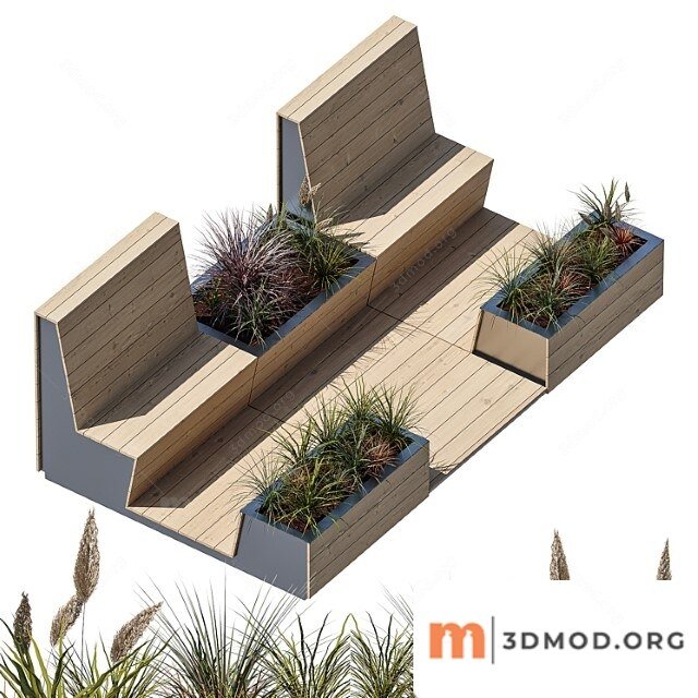 Parklet with two benches