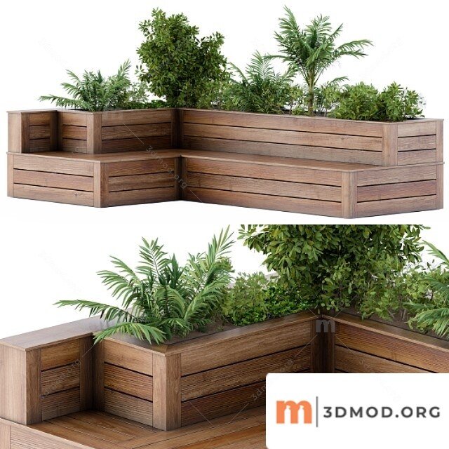 Roof Garden- Back Yard Furniture Bench with Flower Box