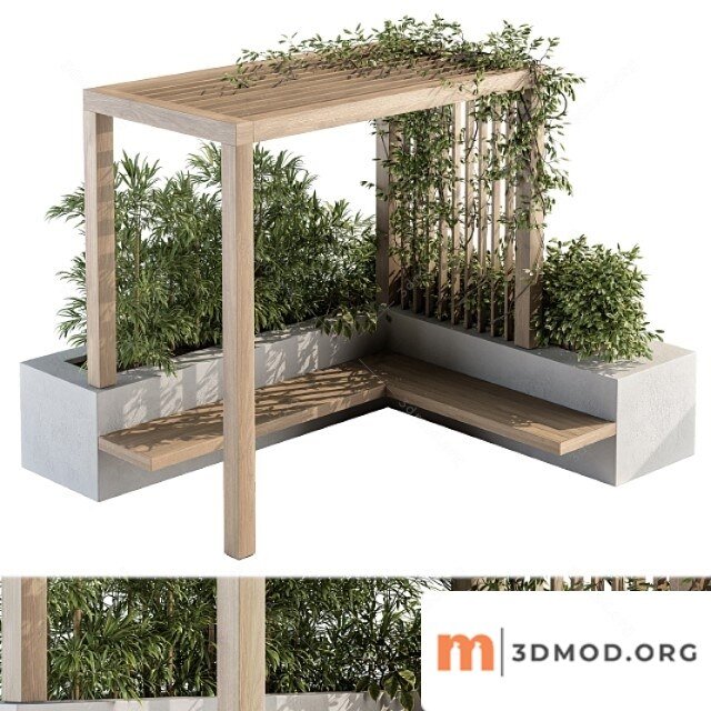 Roof Garden and Landscape Furniture With Pergola 04