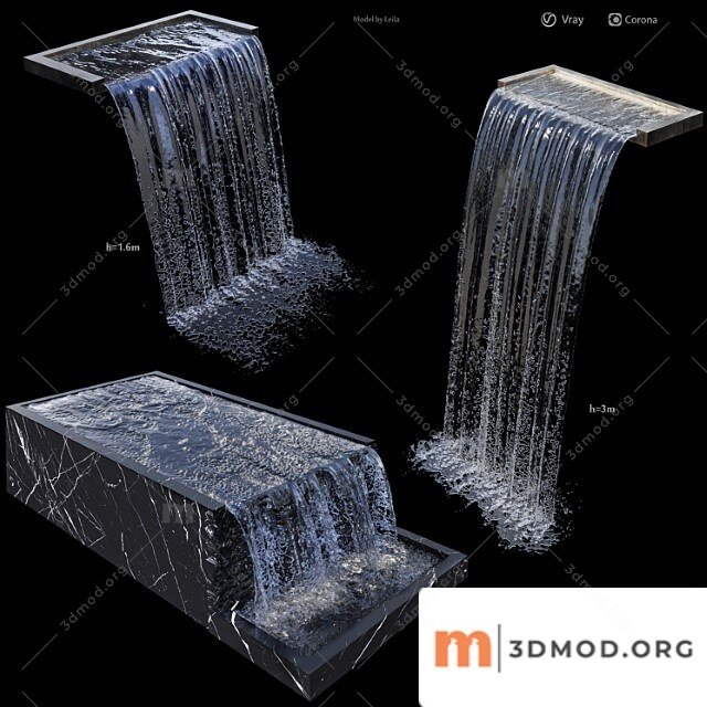 Waterfall fountains cascade water features