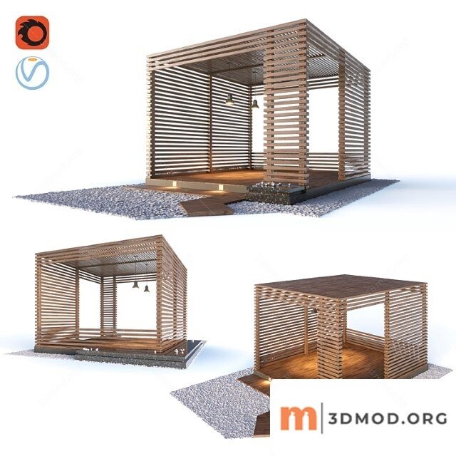 Wooden Gazebo In The Loft Style