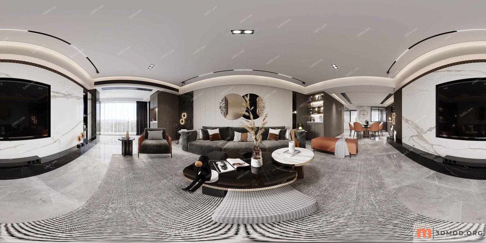 543821-Panorama-Modern living room - kitchen - vray 2021 (2)