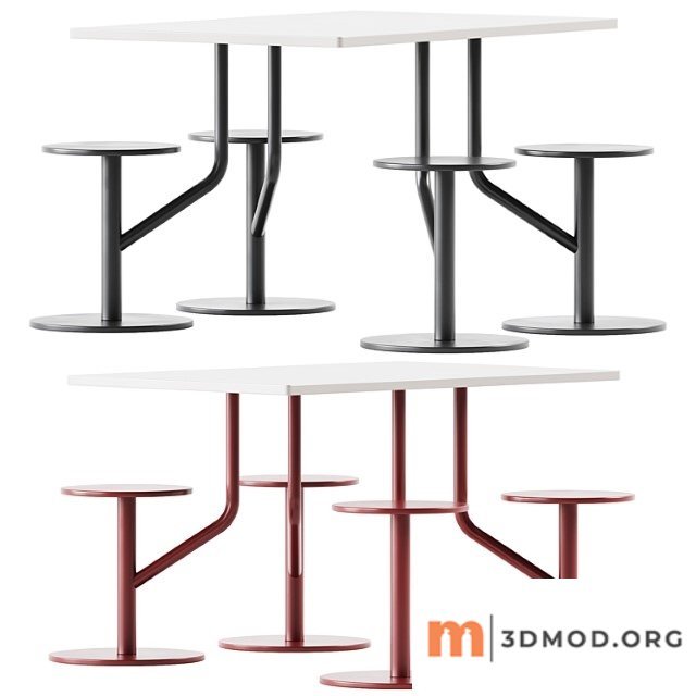Ambrogio Four Table With Integrated Seats By Belca