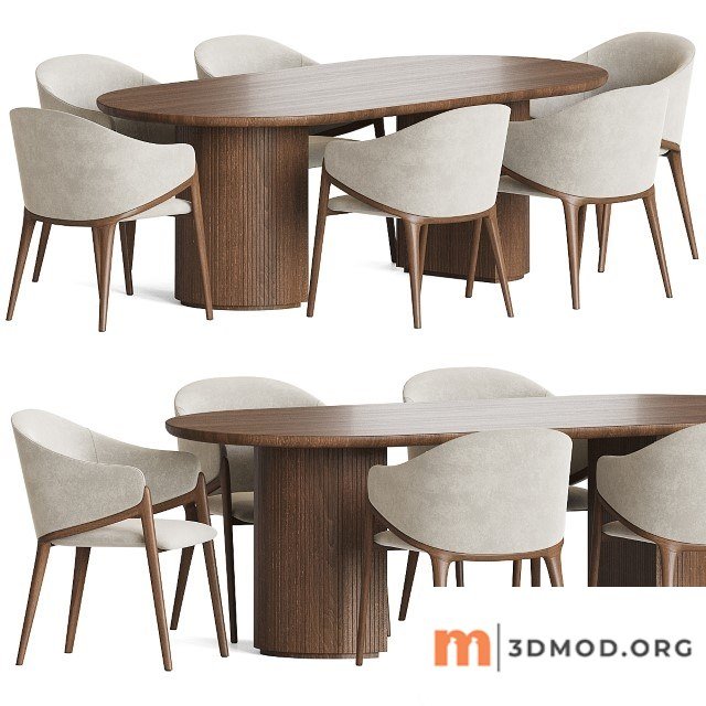 Angelcerda Chair Moon Table Dining Set