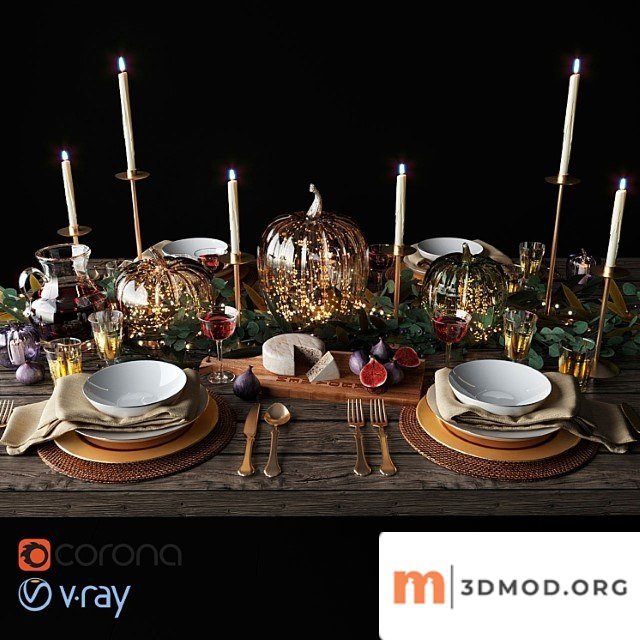 Autumn table setting with pumpkins