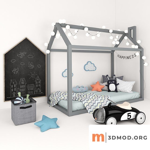 Bed-house with a set of accessories for children