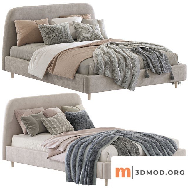 Bed oatmeal raelynn upholstered bed