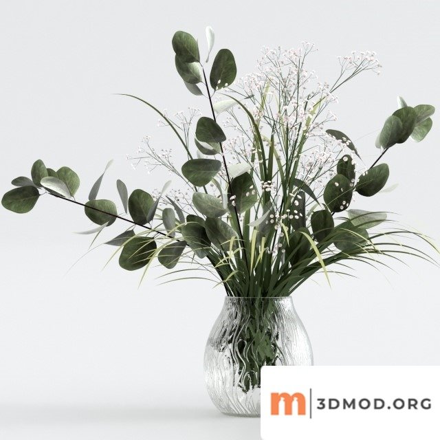 Bouquet of Eucalyptus with Grass and Flowers