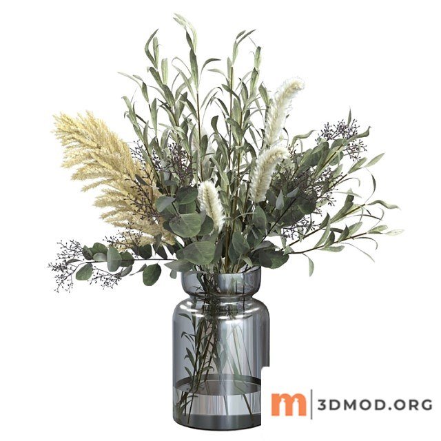 Bouquet of olive with pennisetum and pampas grass