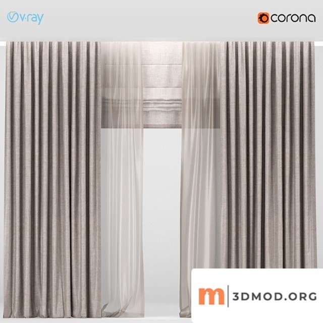 Brown Curtains With Brown Tulle Roman blinds.