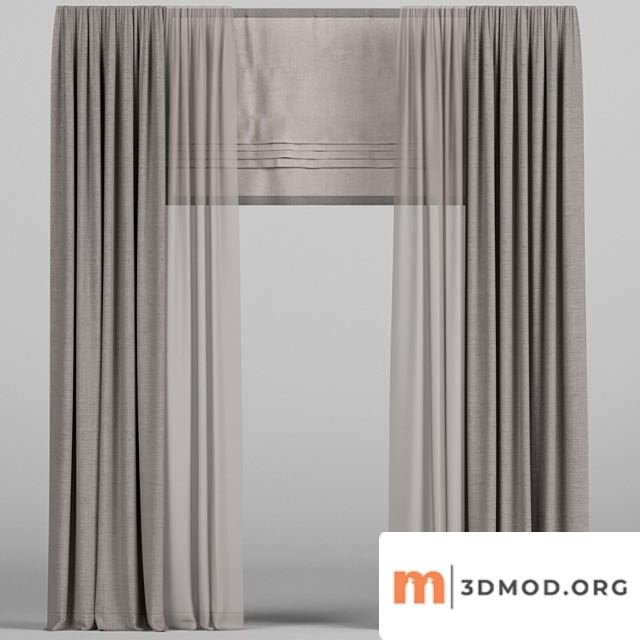 Brown Curtains With Tulle and Roman Shades