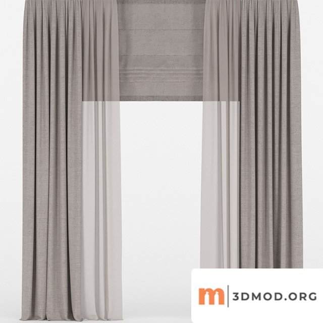 Brown curtains with tulle and roman 2