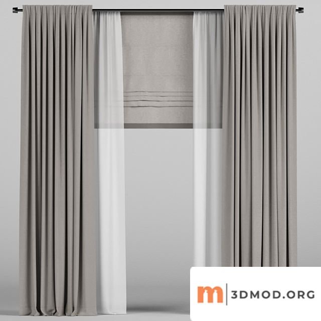 Brown roman curtains.