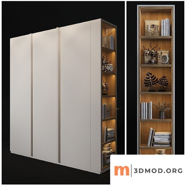 Cabinet with shelves in the end
