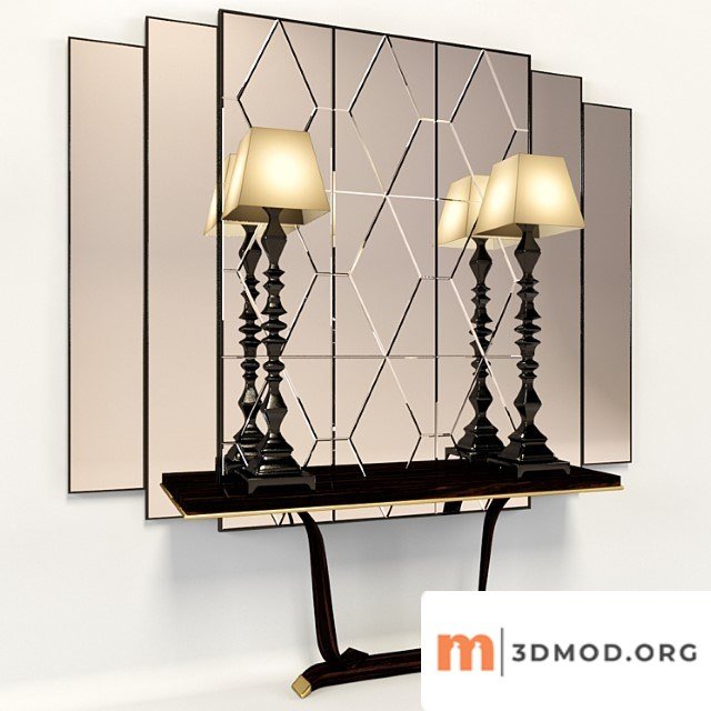 Console With Mirror And Lamps Transition By Tsasaly