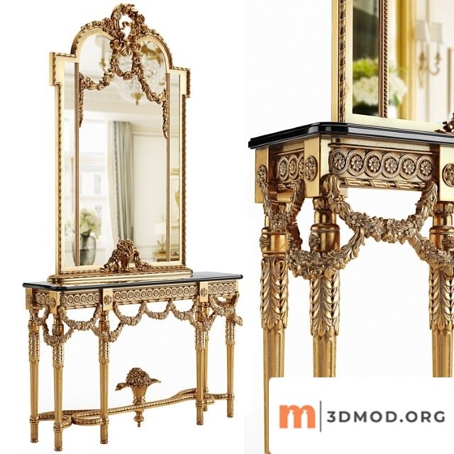 Console and mirror art. 288 cin55 by cappellini intagli