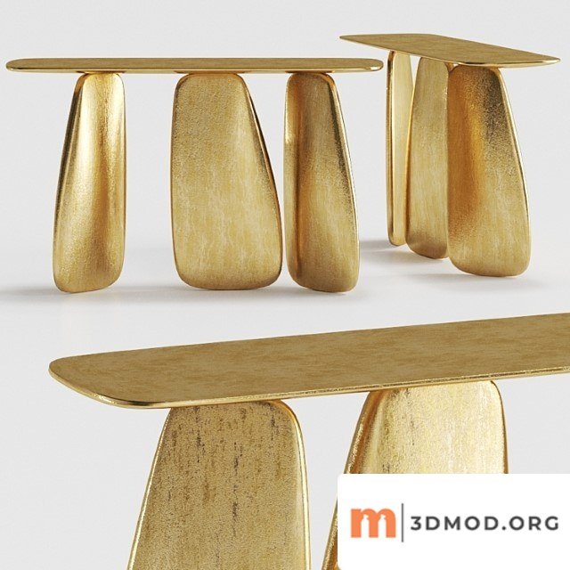 Console table brabbu ardara gold leaf