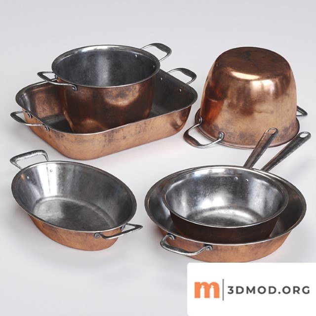 Copper cookwares set