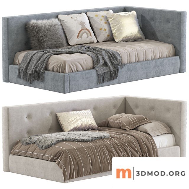 Cushy upholstered platform corner bed 2
