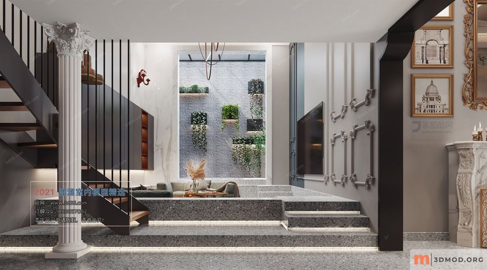 D001-European style-Vray model-2021