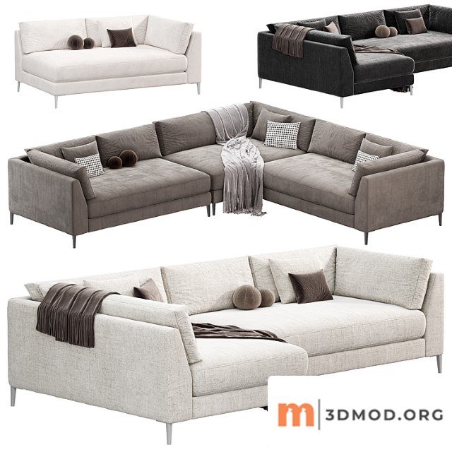 Decker 2 Piece L Shaped White Performance Sofa Chaise By CB2