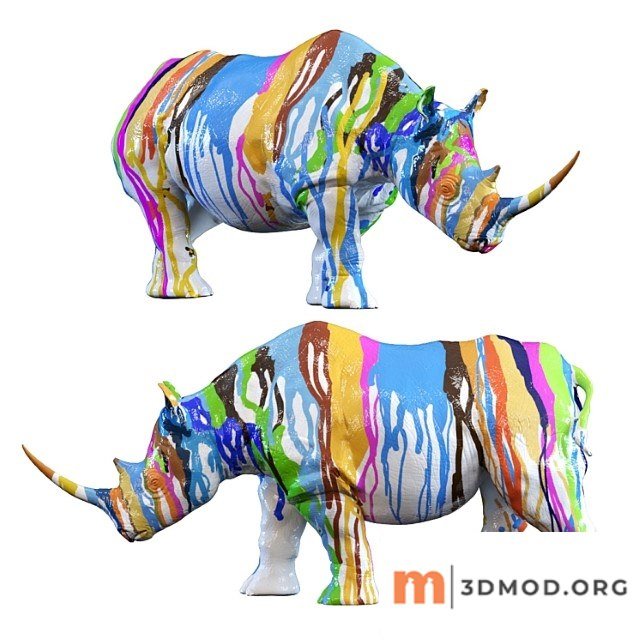 Deco figurine rhino colore 26cm