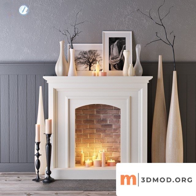 Decorative Fireplace With Candles