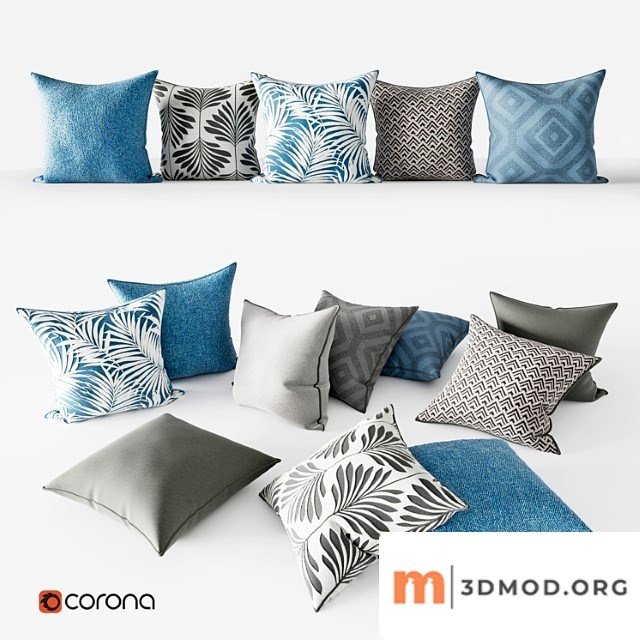 Decorative Pillows Grey And Blue Set