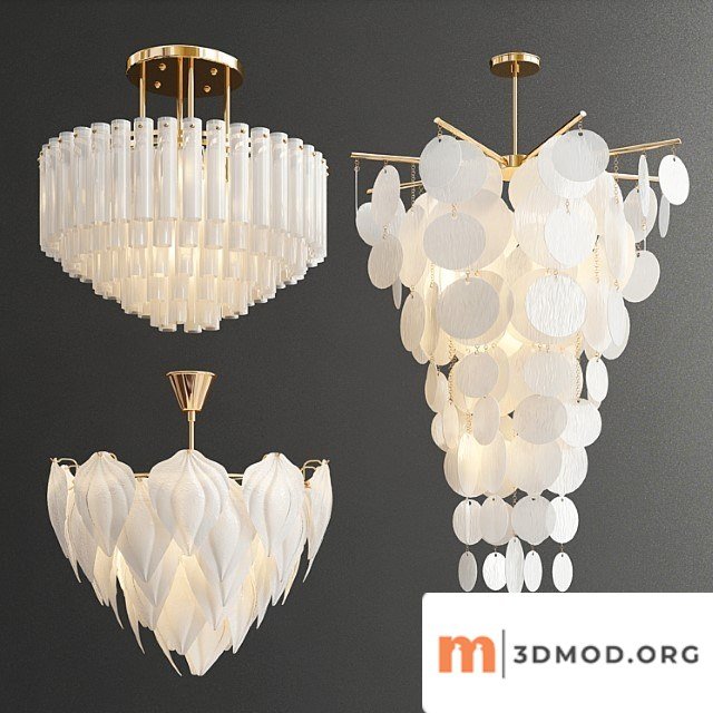 Decorative white glass chandelier - 3 type