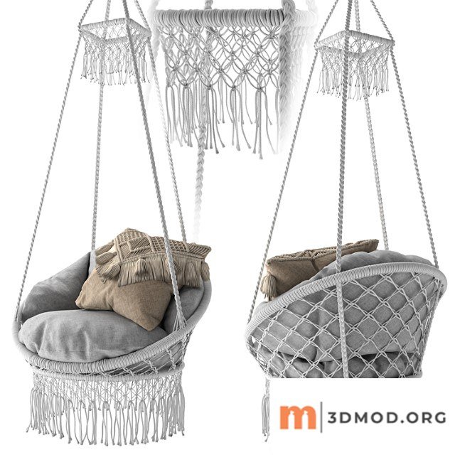 Deluxe macrame chair with fringe