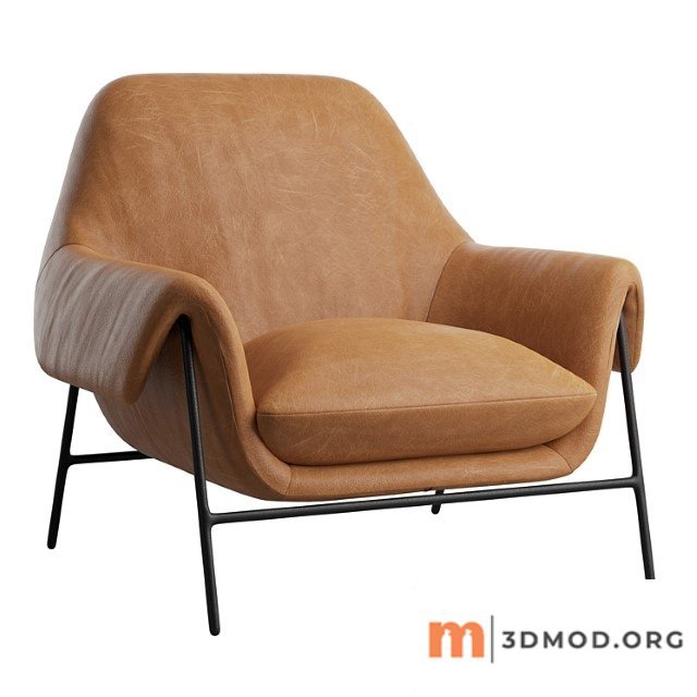 Derby leather metal frame club chair