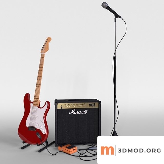 Electric guitar with amplifier
