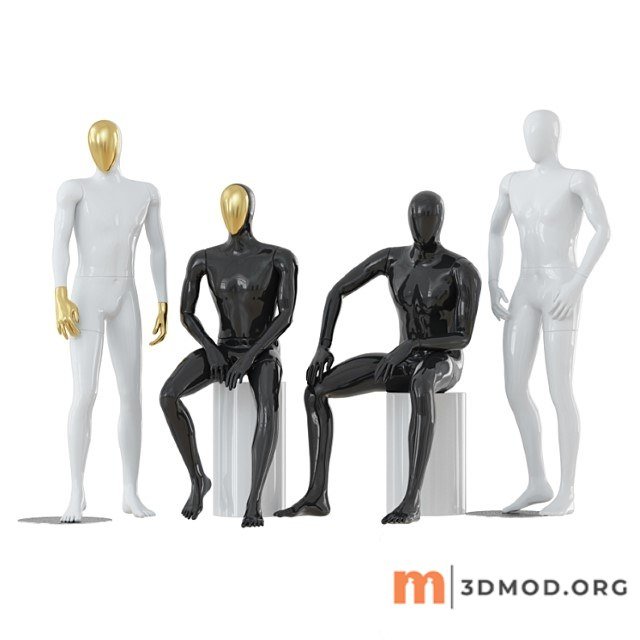 Four abstract male mannequins 32