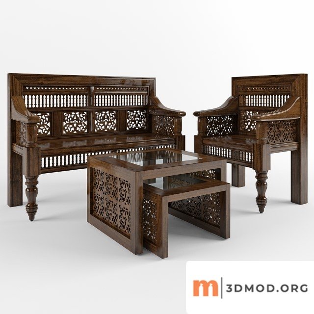 Hand Carved Settee