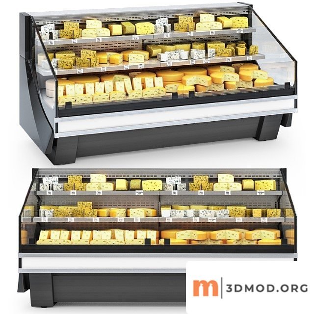 Hitline refrigerated display case with cheese