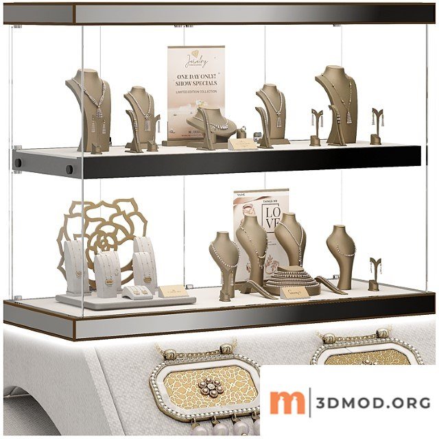 Jewelry showcase for a store 3. jewelry stand. display