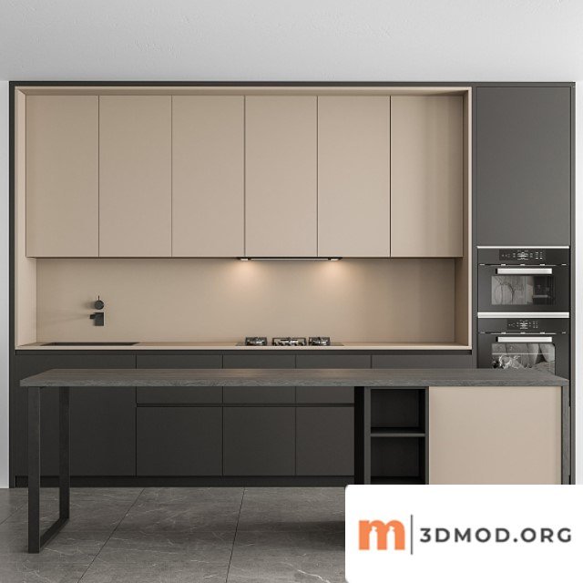 Kitchen modern - black and cream cabinets 73