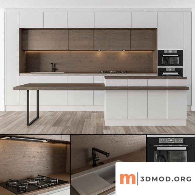 Kitchen modern - white and wood 32
