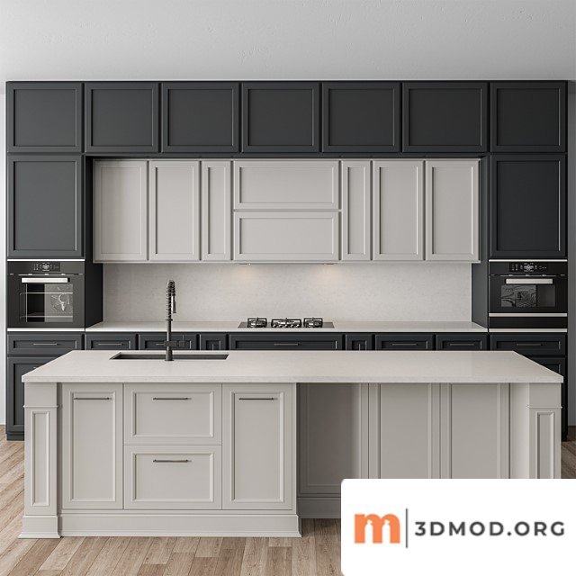 Kitchen neoclassic - navy blue and white set 65