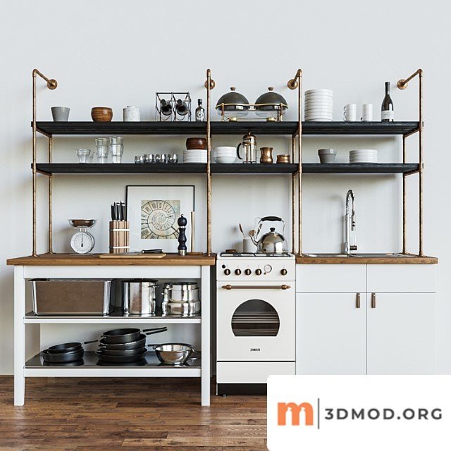 Kitchen set in a loft style