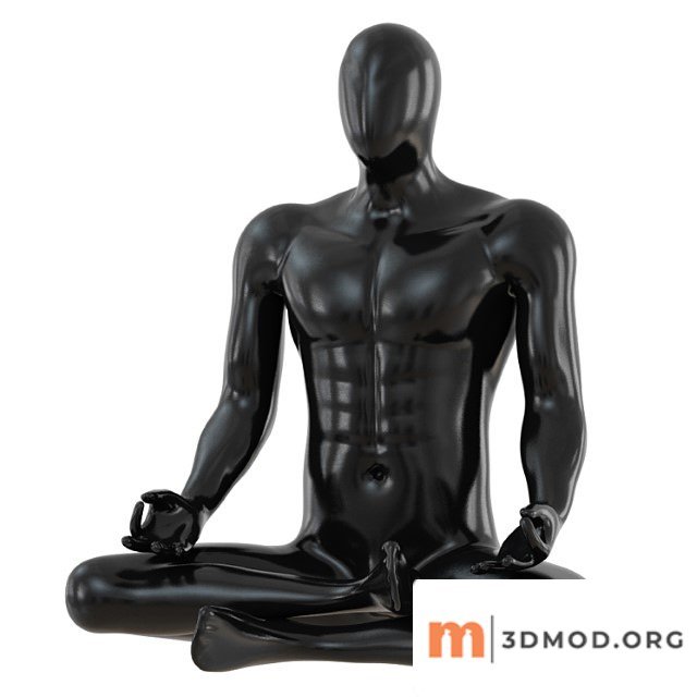 Male abstract mannequin sitting in yoga pose 110