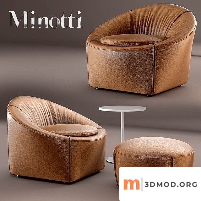 Minotti Leather Brown Armchair