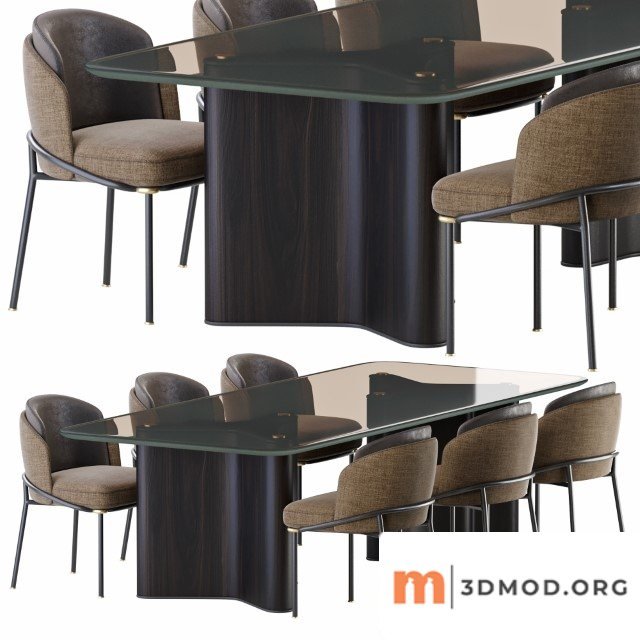Minotti Lou Dining Table Chair Fil Noir