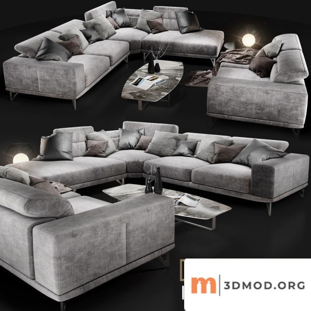 Natuzzi Italo Moderm Gray Sofa