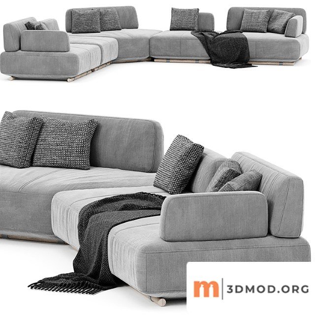 Natuzzi italia cava sectional upholstered sofa