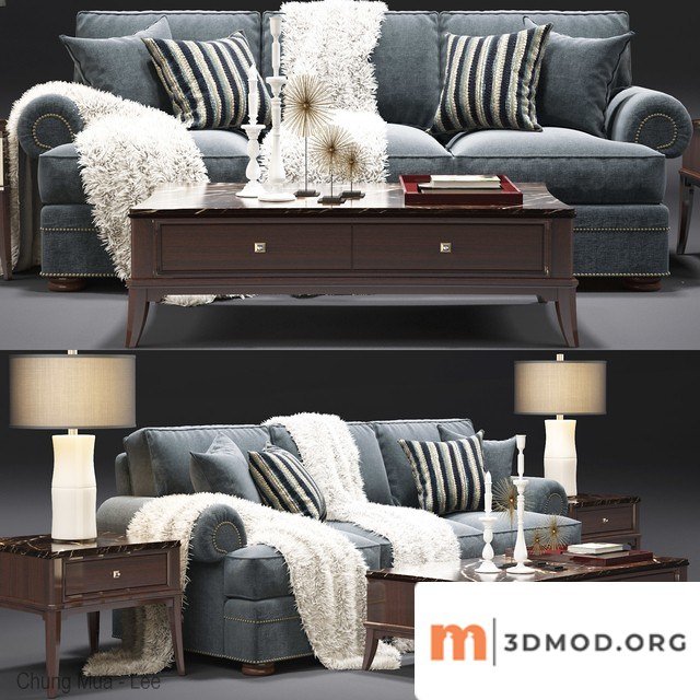 Neoclassic Fabric Sofa Set 02