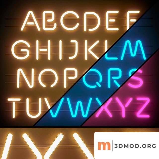 Neon Light modules. set 06. neon alphabet