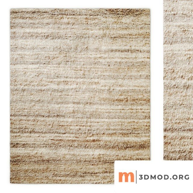 Palette stripe hand-knotted wool shag rug rh